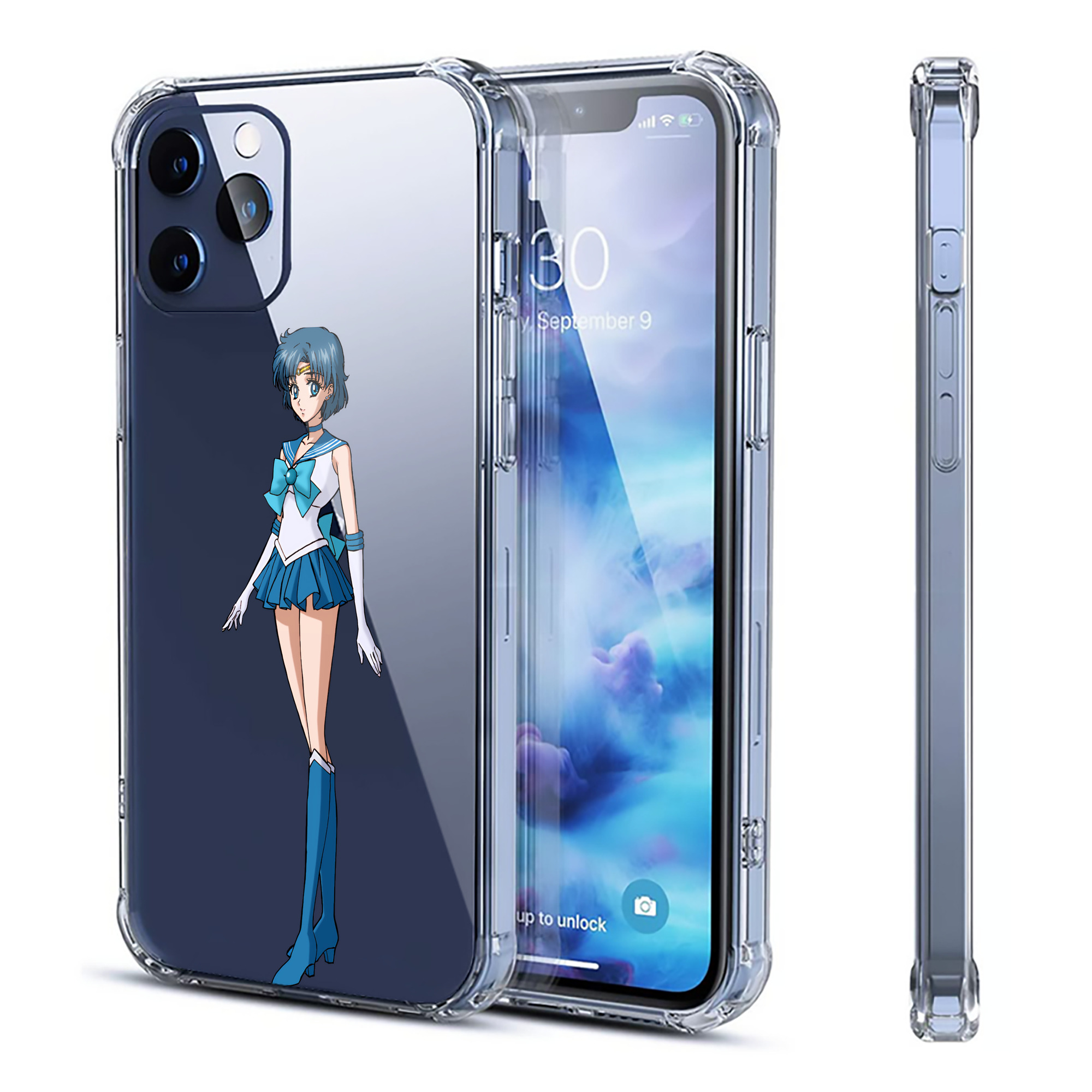 （画像用） 美少女戦士セーラームーン 水野 亜美 みずの あみ Sailor Moon Mizuno Ami 【iPhone 12シリーズ対応】透明スマホケース（クリアソフトケース）